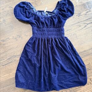 janie and jack velvet puff sleeve dress- marine blue- sz14